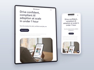 MinnaLearn website shown on a tablet and phone