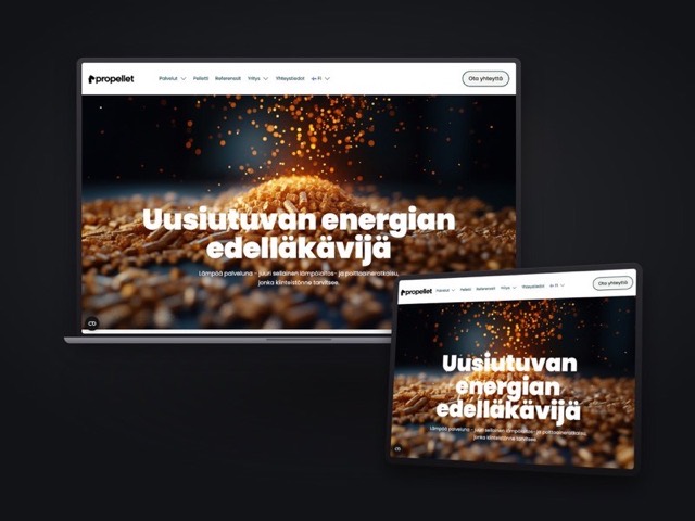 ProPellet website shown on a laptop and tablet